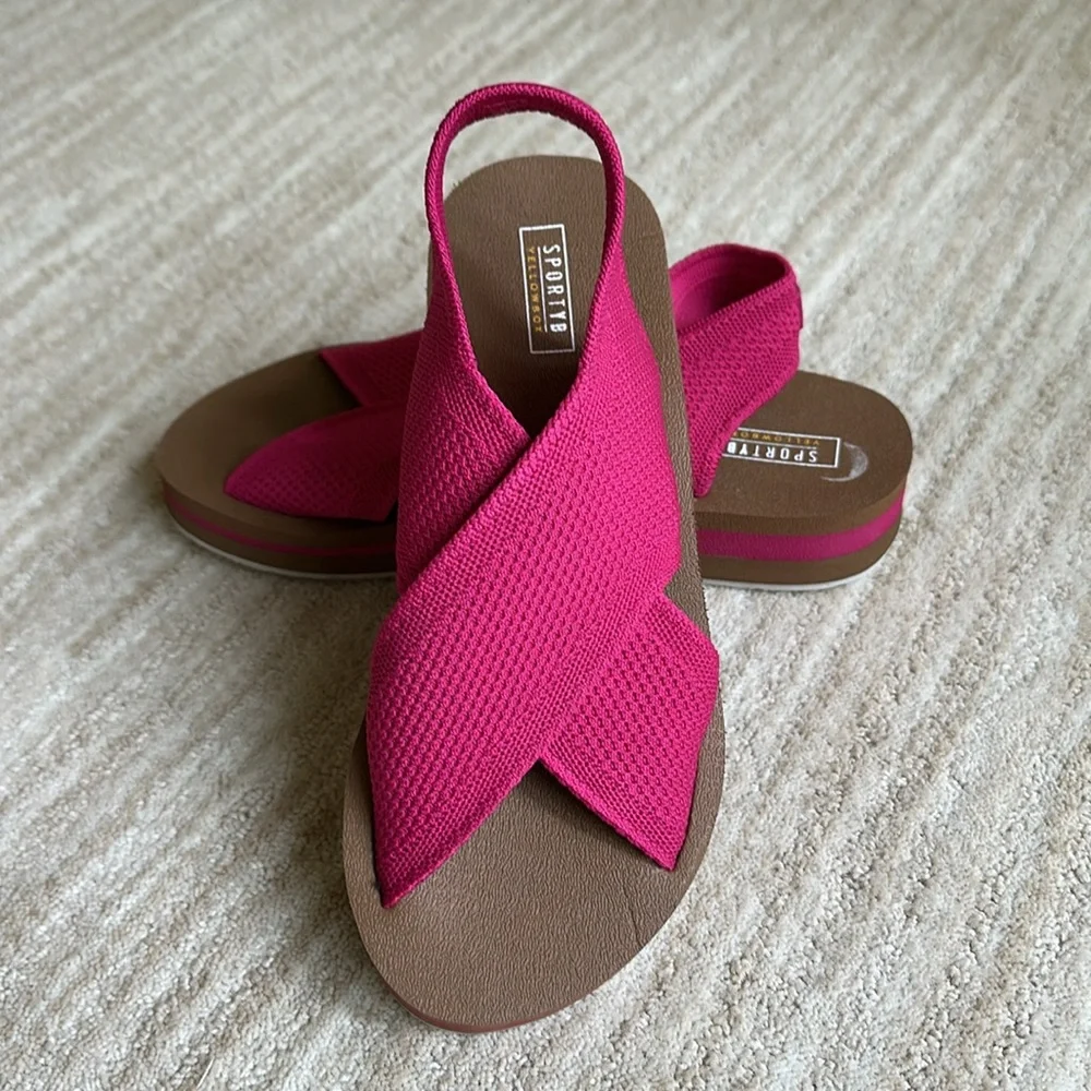 Yellow Box Miranda Knit Flatform Wedge Sandal SPORTYB™ Collection Pink Size 6.5 - Picture 3 of 17